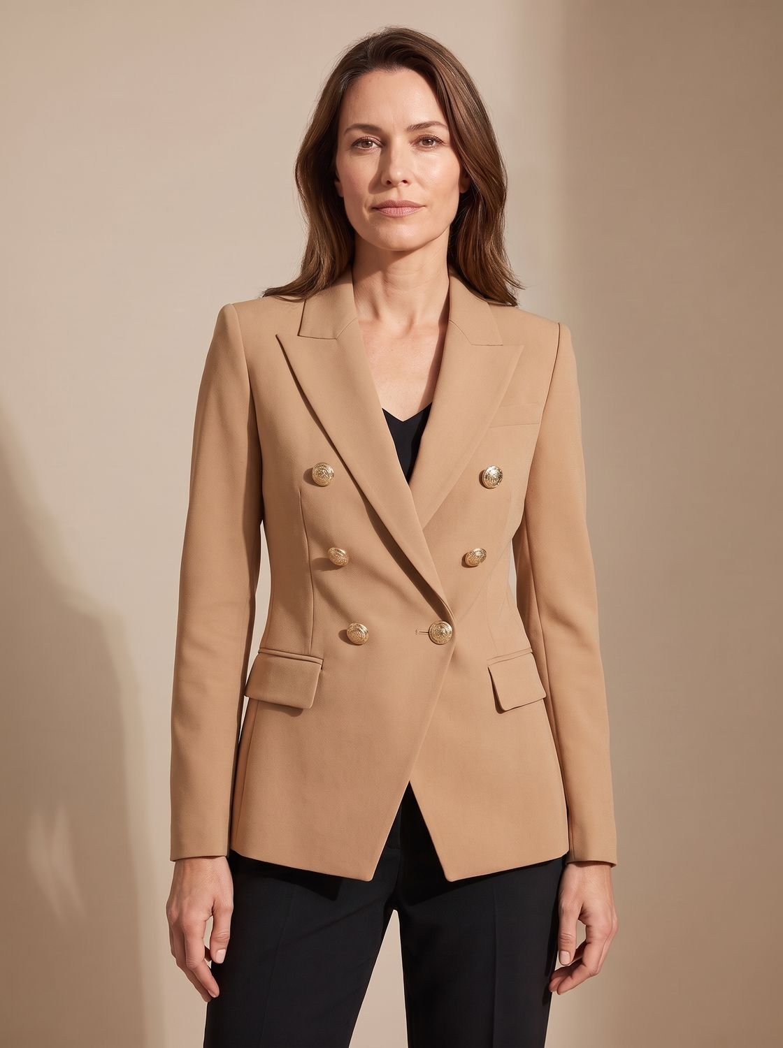 Madison | Women's Tailored Double-Breasted Gold-Button Blazer