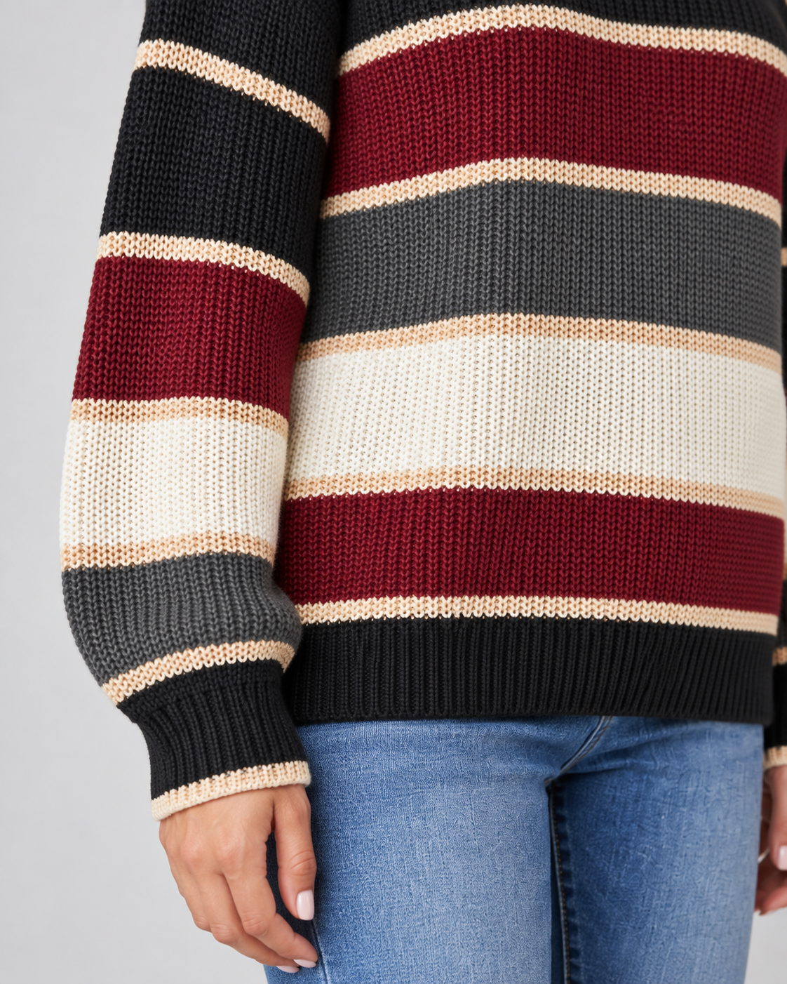 Margaux | Women's Color Block Crew Neck Relaxed Sweater
