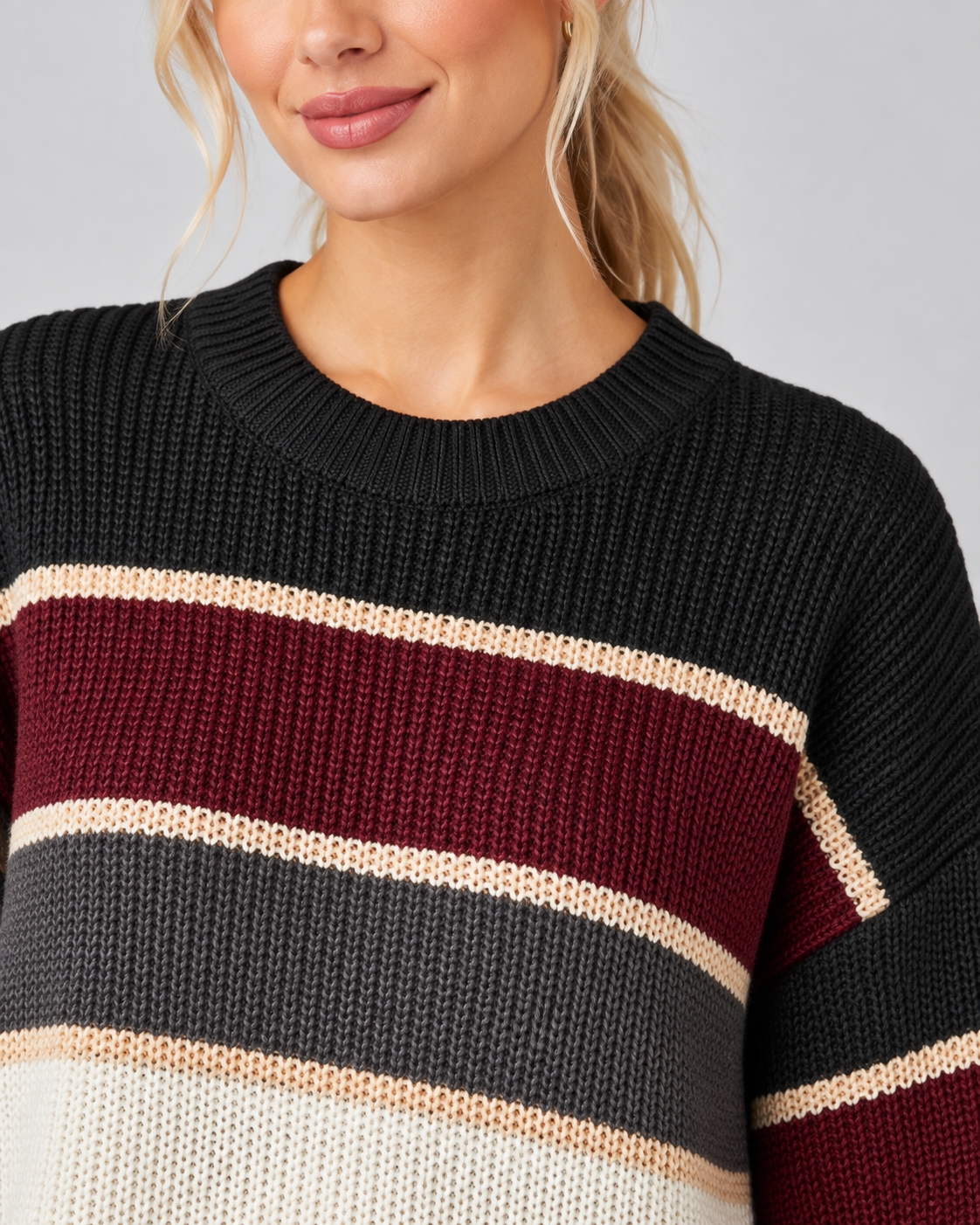 Margaux | Women's Color Block Crew Neck Relaxed Sweater