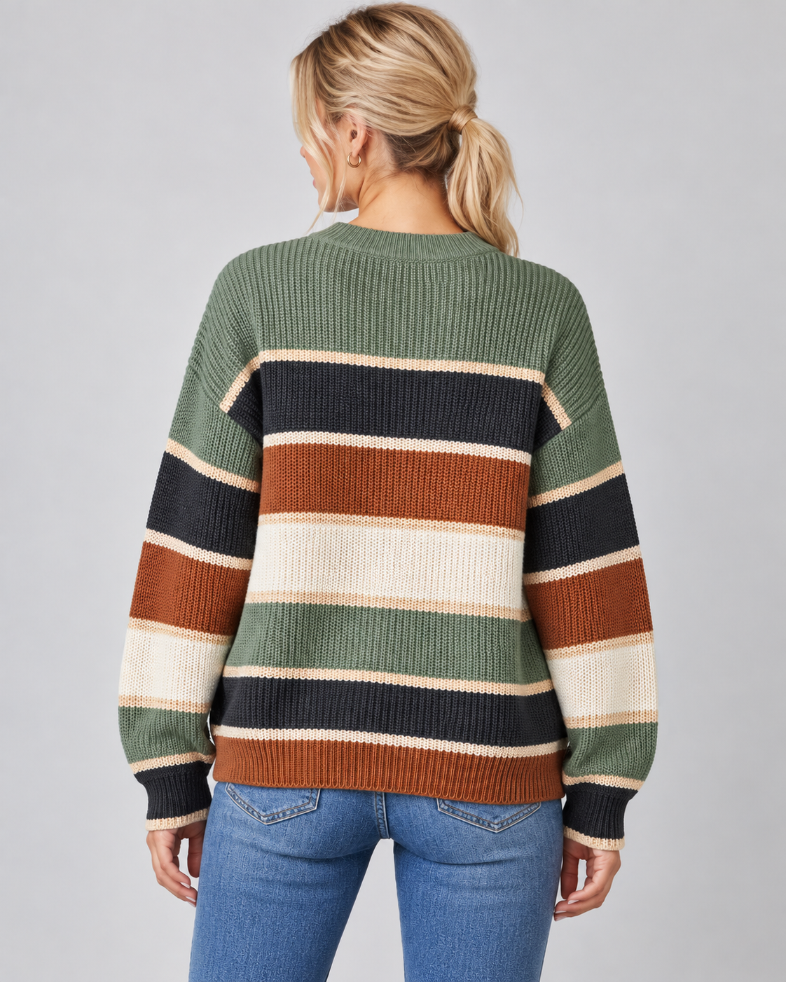 Margaux | Women's Color Block Crew Neck Relaxed Sweater