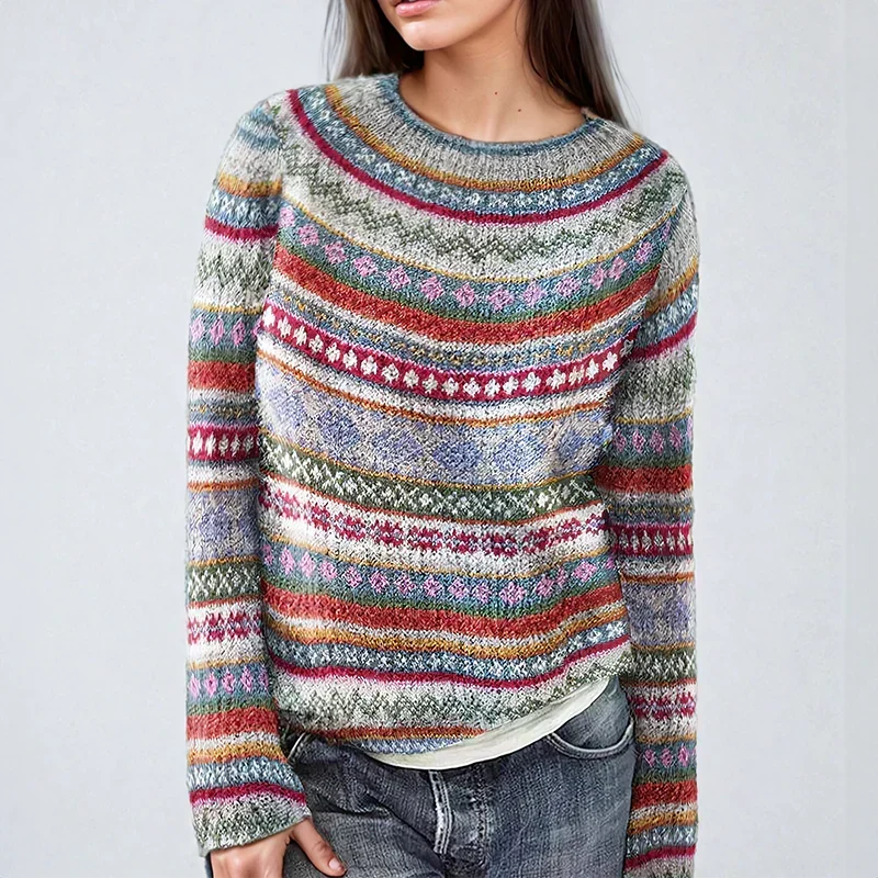 Margaux | Women's Striped Crew Neck Sweater
