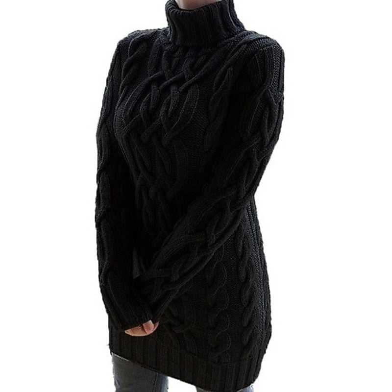 Margot | Women's Cable-Knit Turtleneck Sweater Dress
