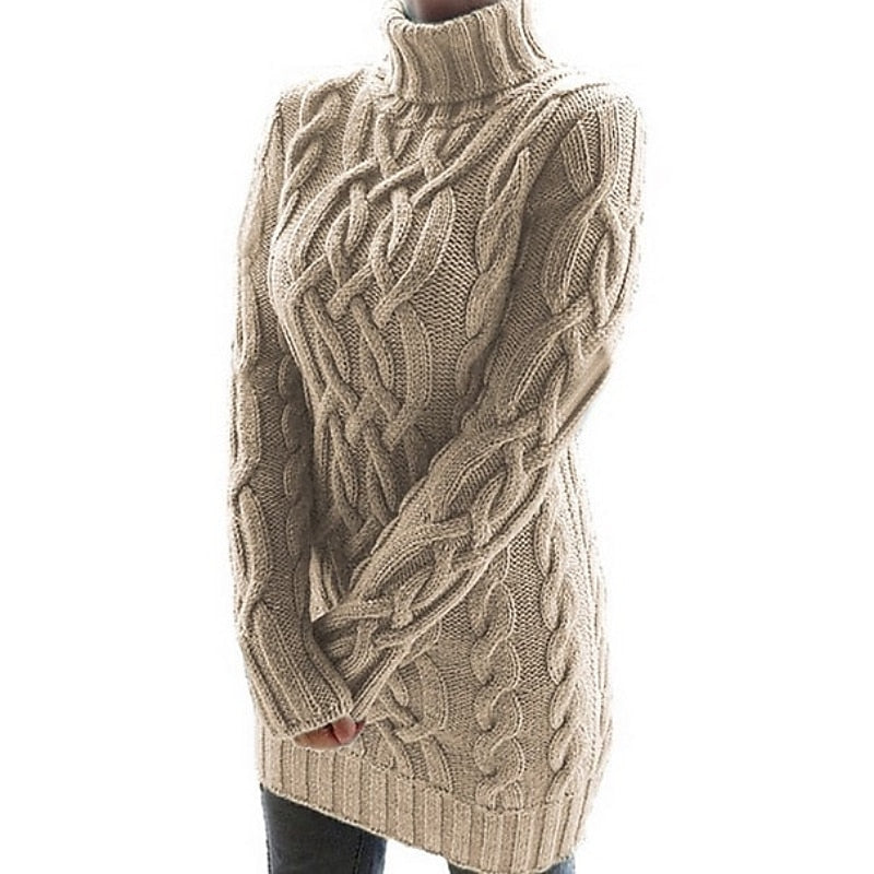 Margot | Women's Cable-Knit Turtleneck Sweater Dress
