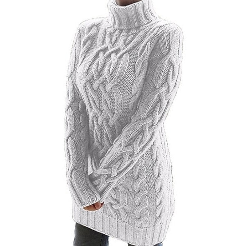 Margot | Women's Cable-Knit Turtleneck Sweater Dress