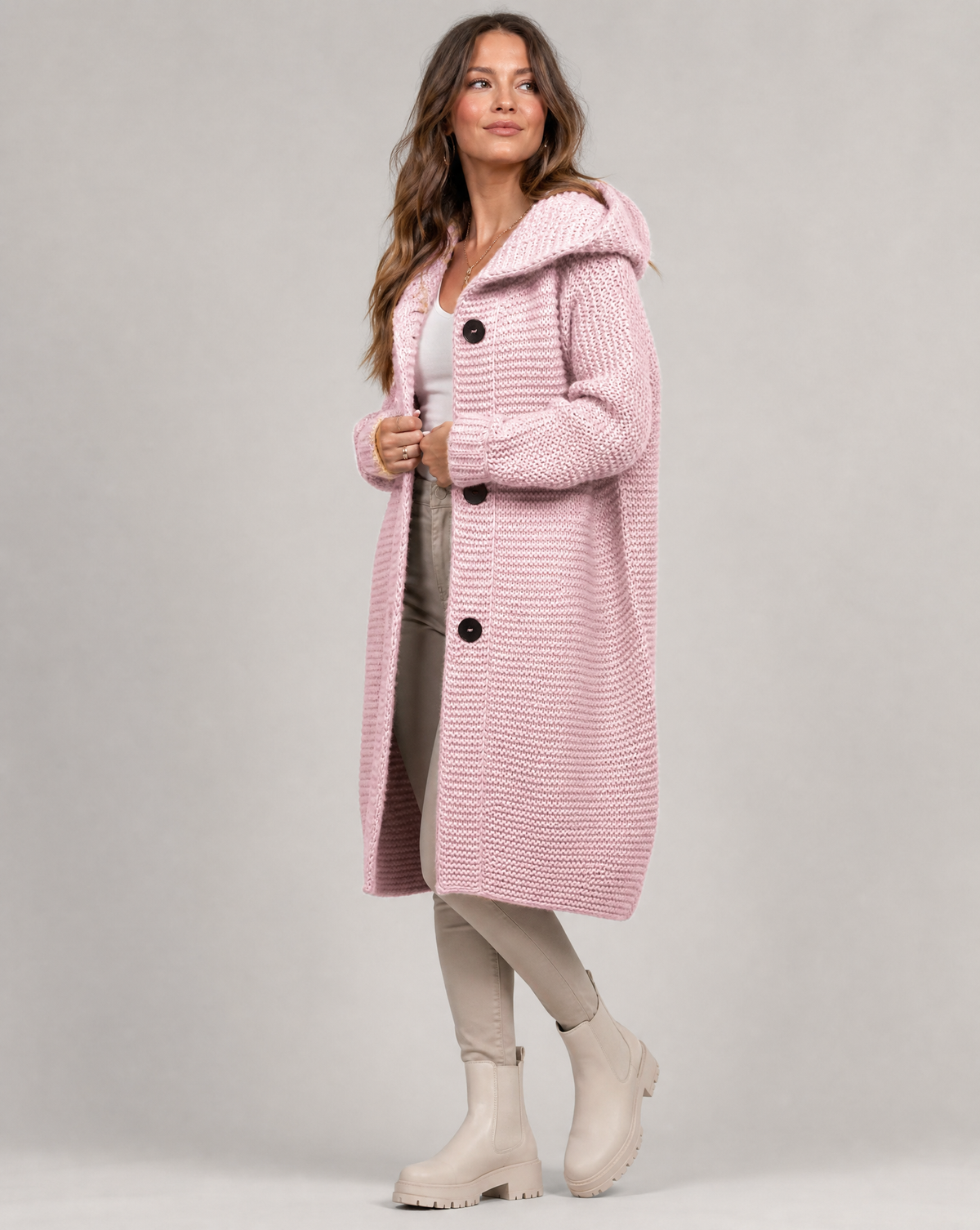 Margot | Women's Hooded Oversized Long Chunky Knit Cardigan