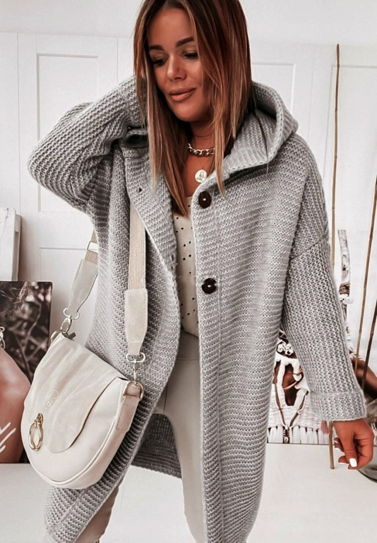 Margot | Women's Hooded Oversized Long Chunky Knit Cardigan