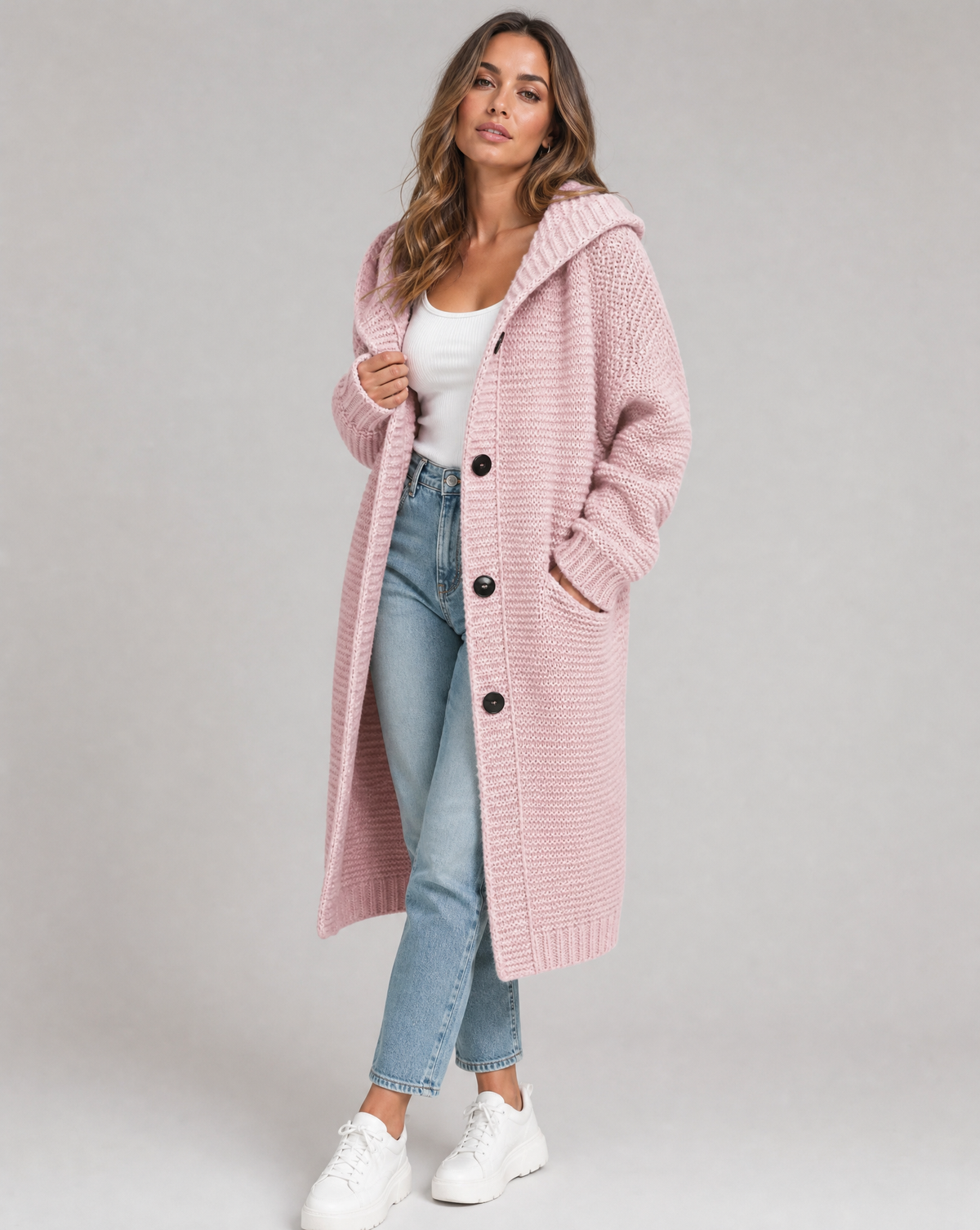 Margot | Women's Hooded Oversized Long Chunky Knit Cardigan