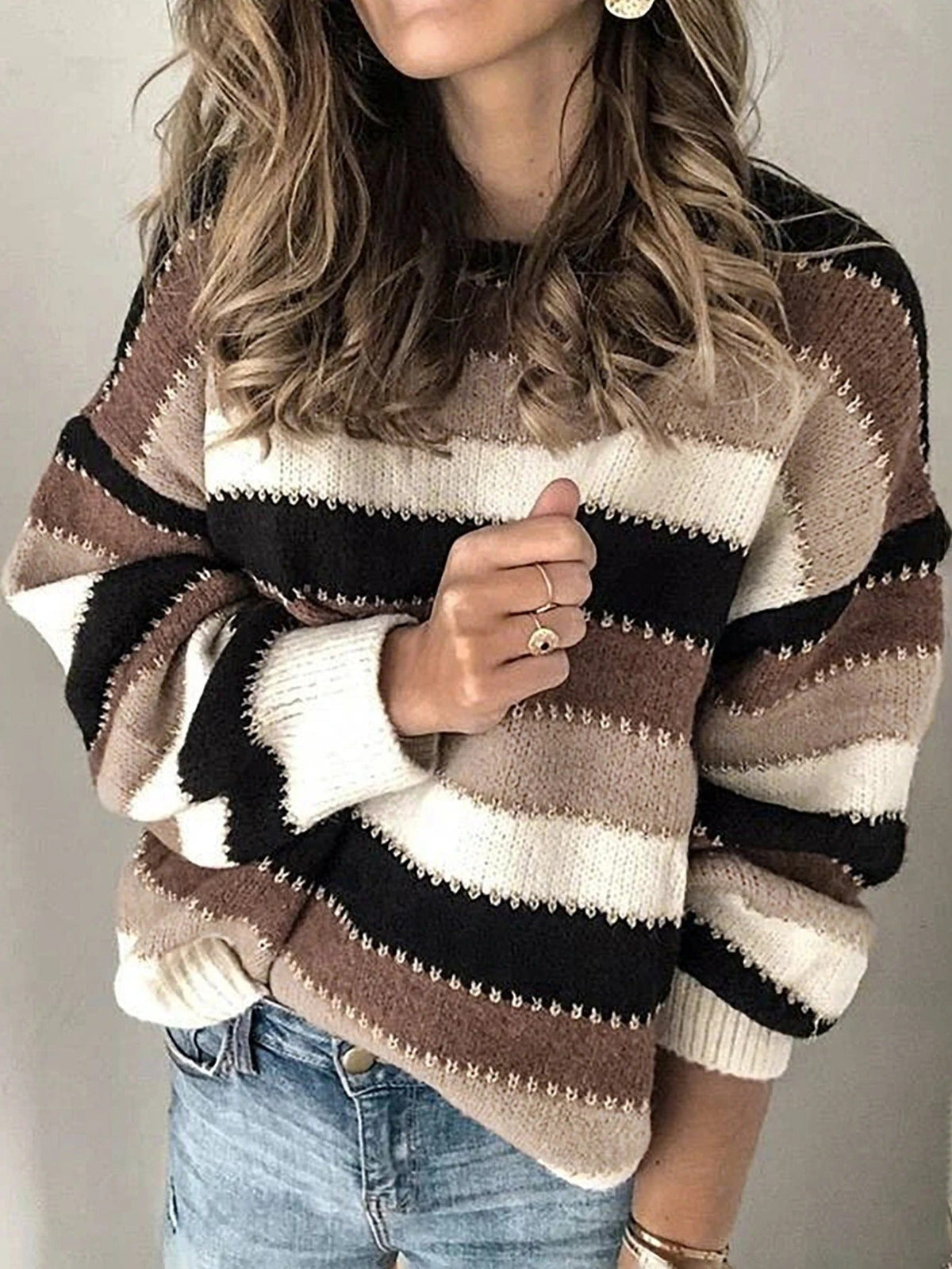 Margot | Women's Striped Crew Neck Oversized Sweater