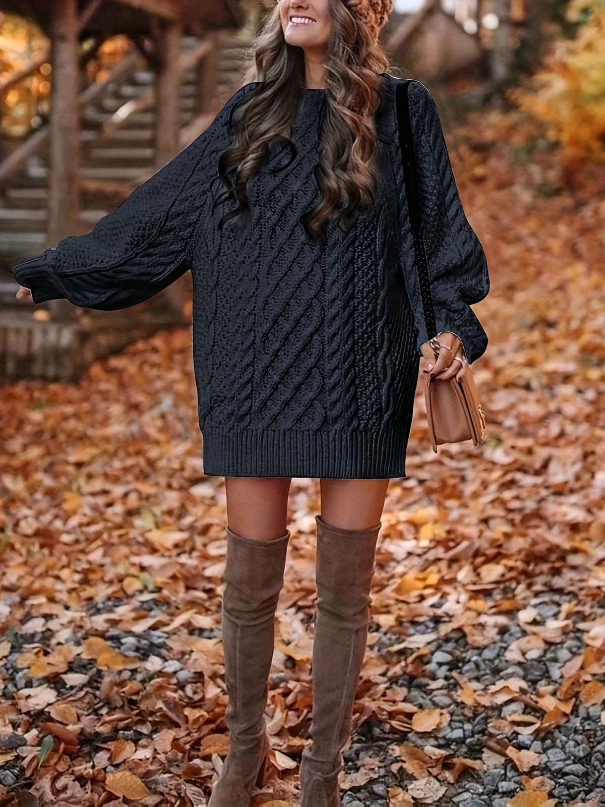 Marguerite | Women's Cable-Knit Mini Sweater Dress