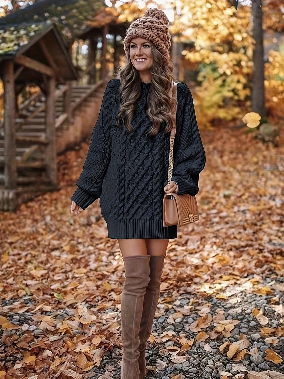 Marguerite | Women's Cable-Knit Mini Sweater Dress