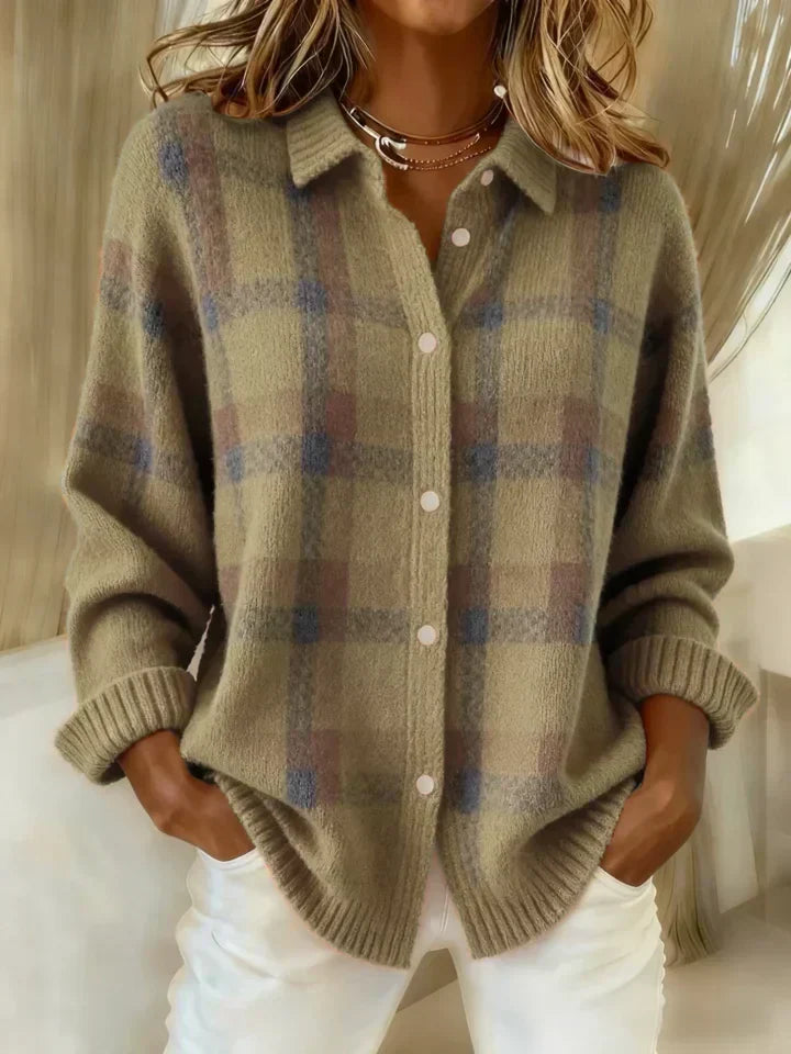 Marguerite | Women's Plaid Button Down Knit Cardigan