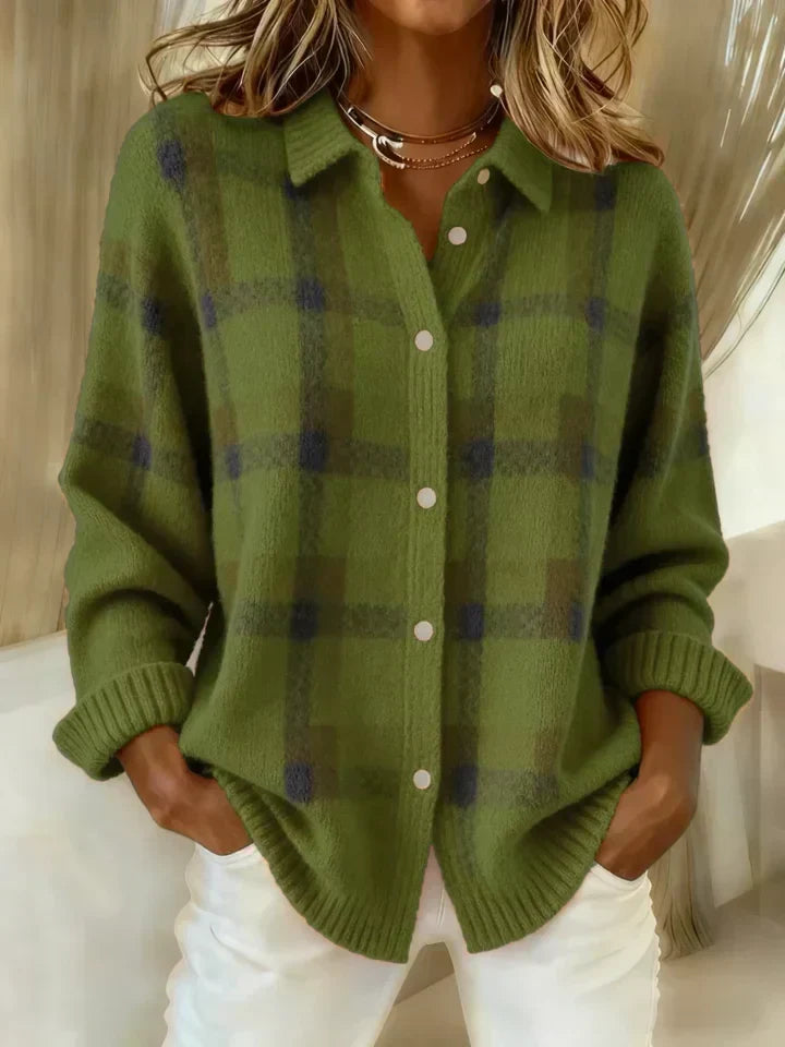 Marguerite | Women's Plaid Button Down Knit Cardigan
