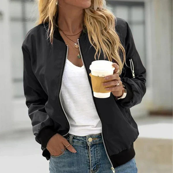 Marielle | Women's Classic Zip-Up Bomber Jacket