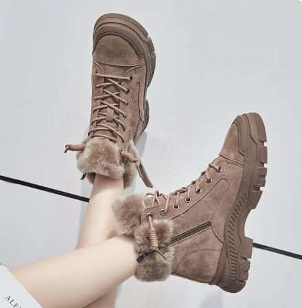 Marisol | Women's Fur Trim Lace-Up Platform Snow Boots