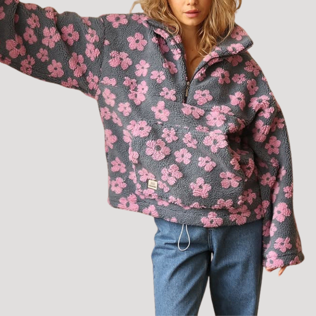 Marlowe | Women's Floral Half-Zip Sweater