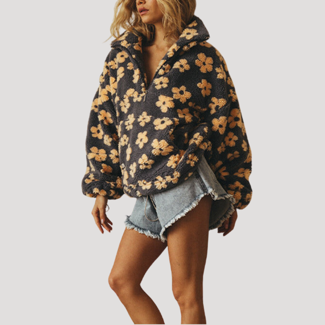 Marlowe | Women's Floral Half-Zip Sweater