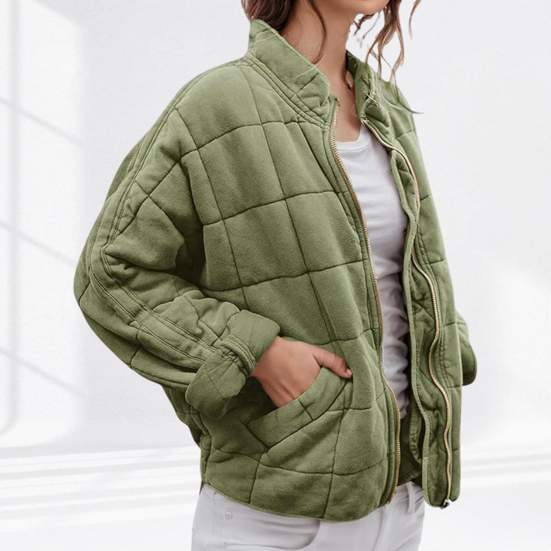 Marlowe | Women's Quilted Zip-Up Bomber Jacket