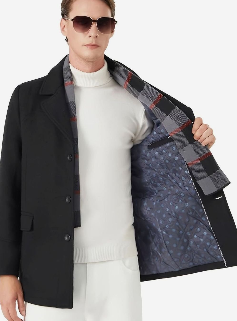Matthew | Men's Single-Breasted Wool Overcoat Tailored Lapel Scarf