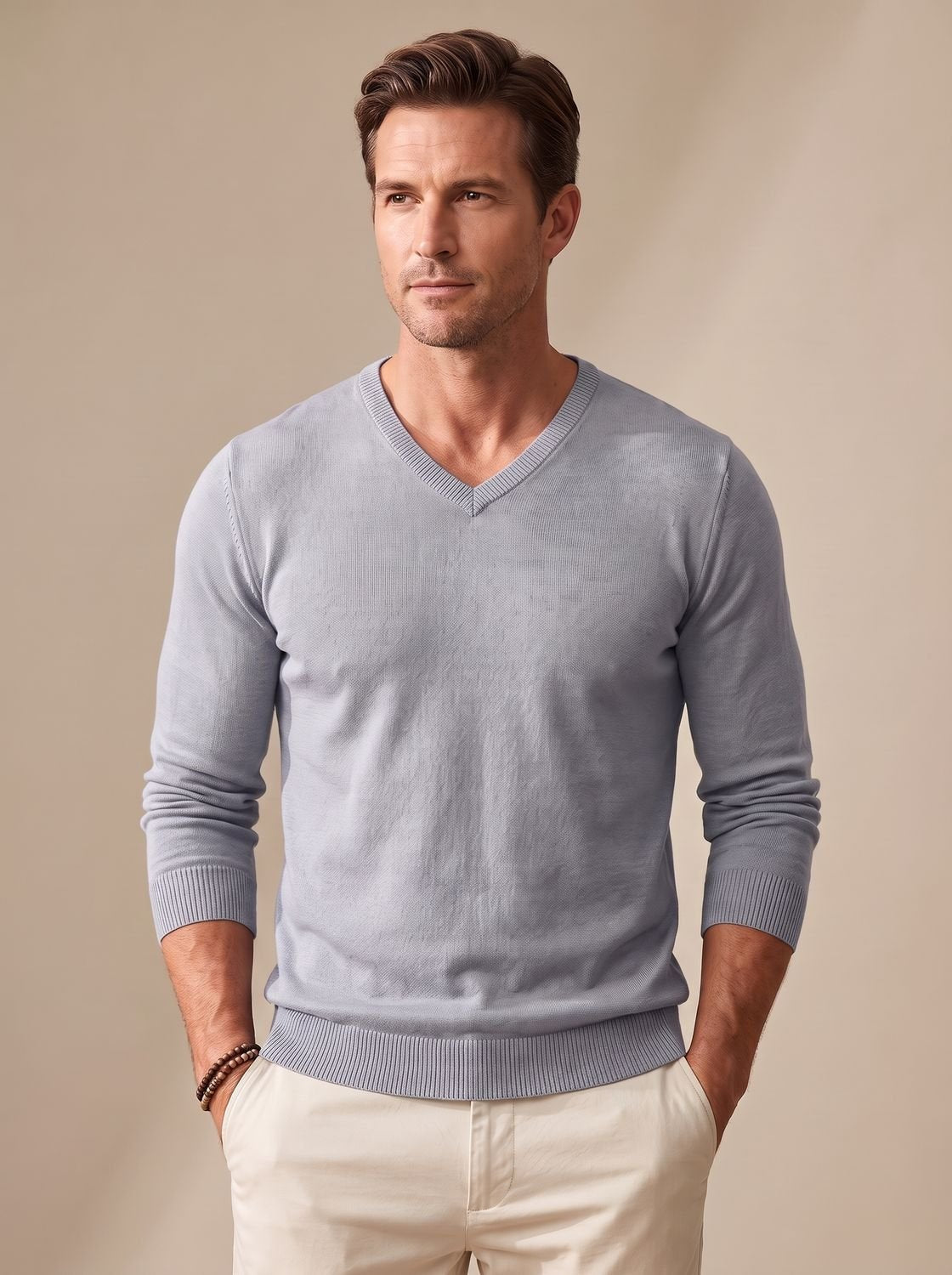 Matthew | Men's Slim-Fit V-Neck Fine-Knit Stretch Pullover Sweater