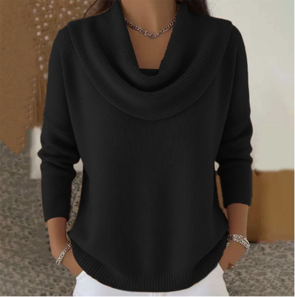 Melanie | Women's Sweater with Cowl Neck and Ribbing