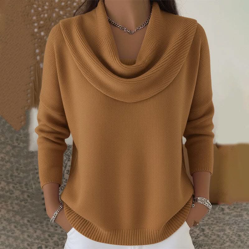 Melanie | Women's Sweater with Cowl Neck and Ribbing
