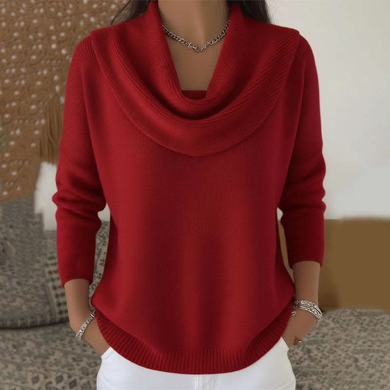 Melanie | Women's Sweater with Cowl Neck and Ribbing
