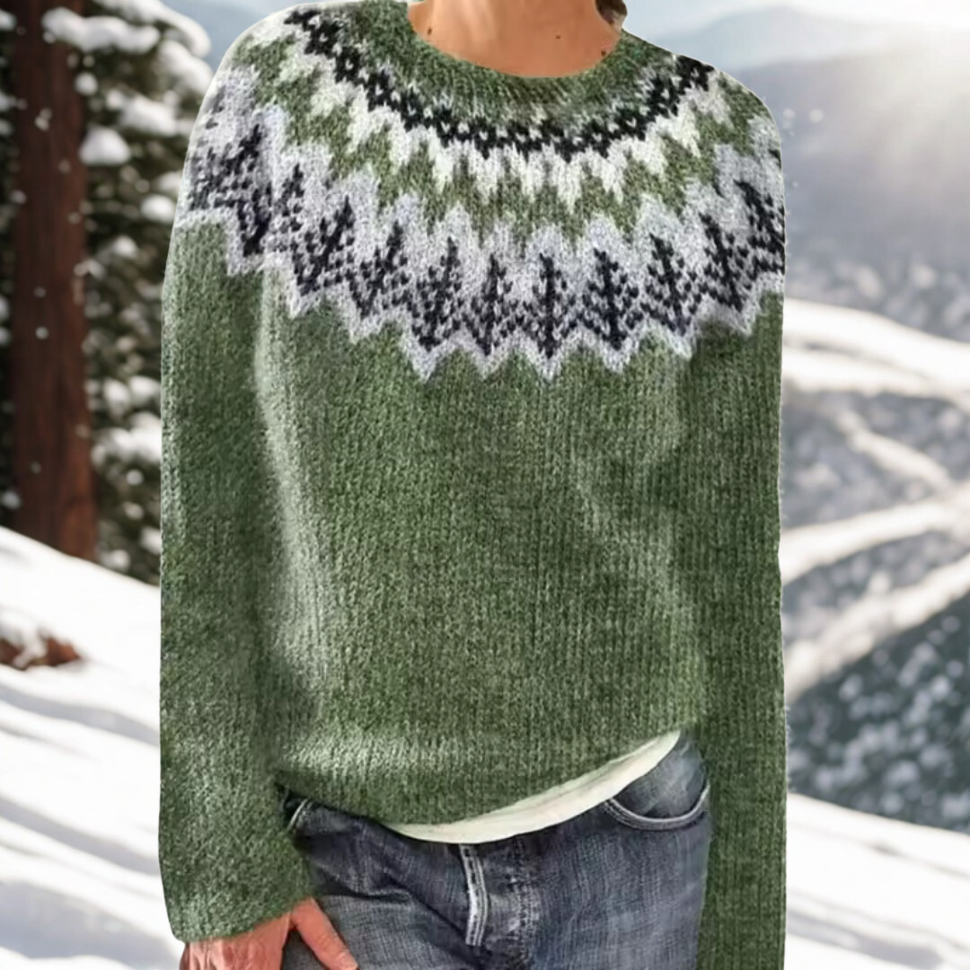 Men's Warm Wool Blend Sweater with Classic Winter Pattern