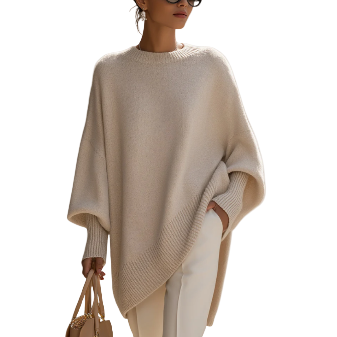 Meredith | Women's Asymmetric Hem Oversized Poncho Sweater