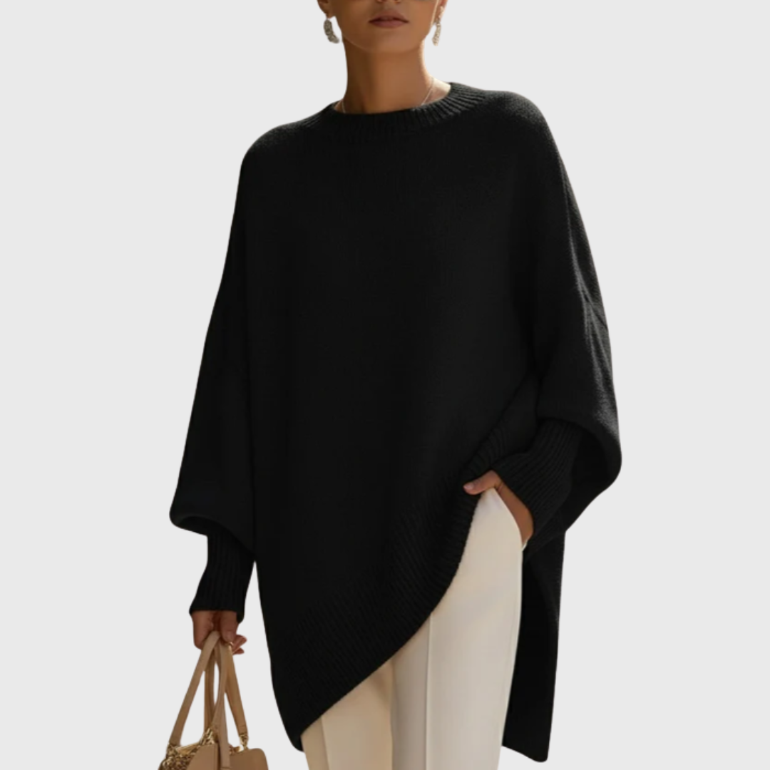 Meredith | Women's Asymmetric Hem Oversized Poncho Sweater