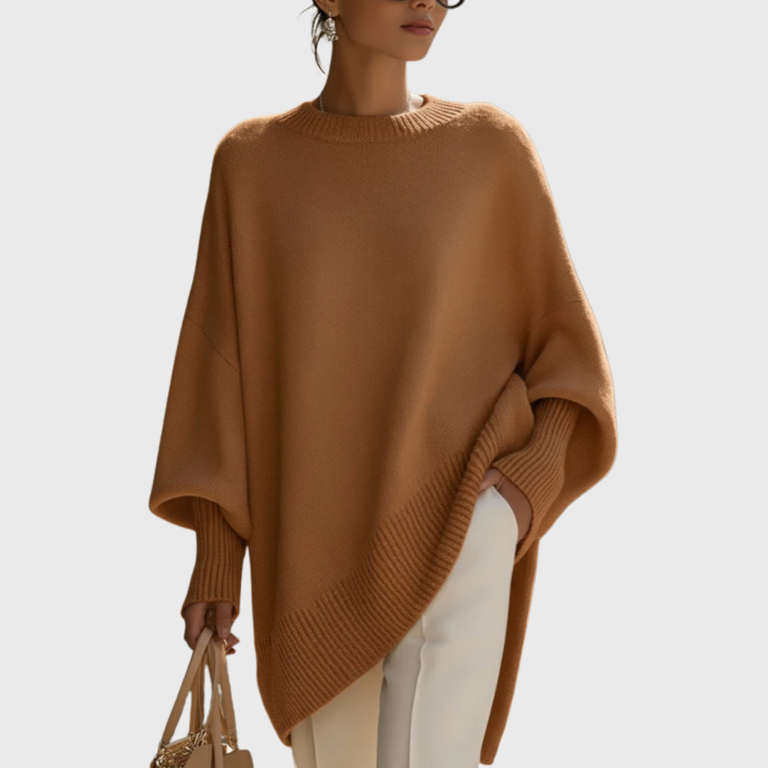 Meredith | Women's Asymmetric Hem Oversized Poncho Sweater
