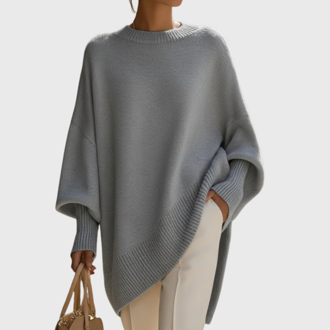 Meredith | Women's Asymmetric Hem Oversized Poncho Sweater