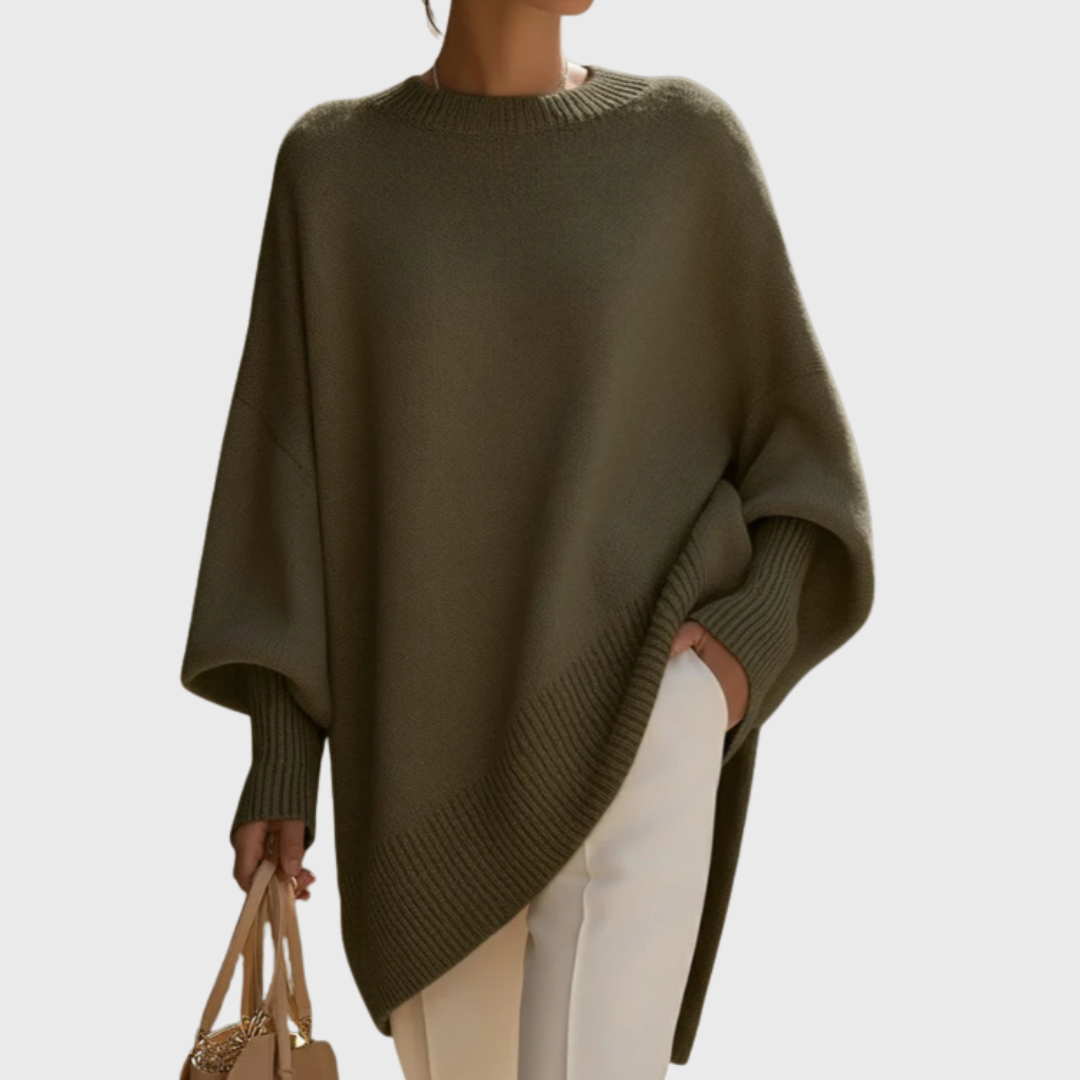 Meredith | Women's Asymmetric Hem Oversized Poncho Sweater
