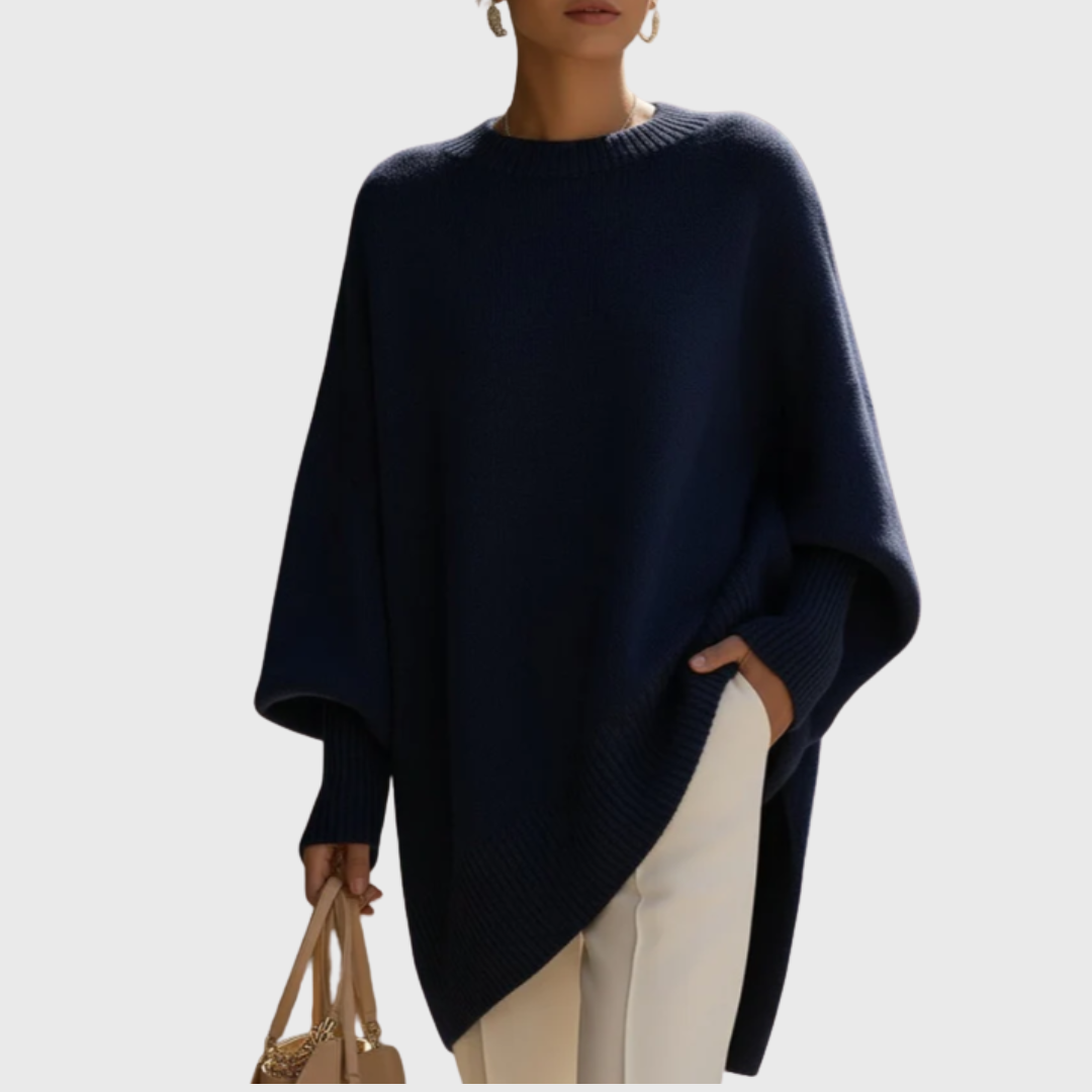 Meredith | Women's Asymmetric Hem Oversized Poncho Sweater