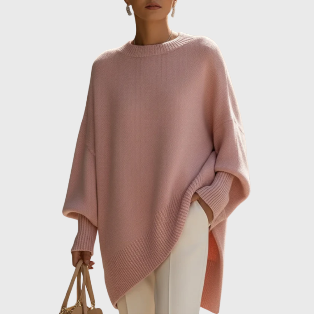 Meredith | Women's Asymmetric Hem Oversized Poncho Sweater