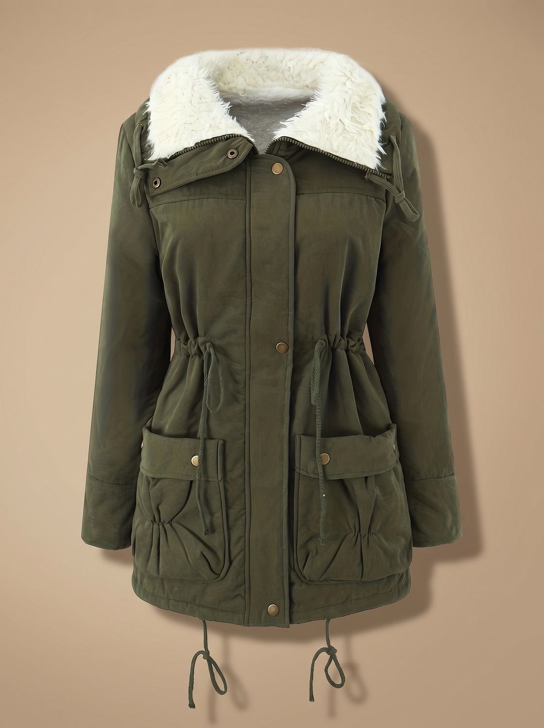 Mia | Women's Faux-Fur Collar Drawstring Waist Winter Parka Coat