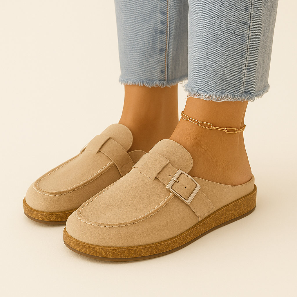 Mules - Damen Slip-On Wildleder Clogs Hausschuhe Drune