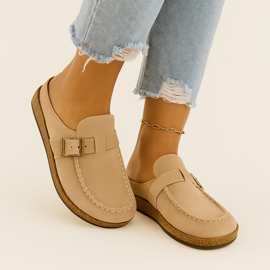 Mules - Damen Slip-On Wildleder Clogs Hausschuhe Drune