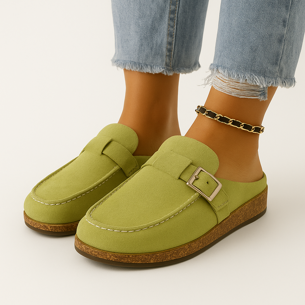 Mules - Damen Slip-On Wildleder Clogs Hausschuhe Drune