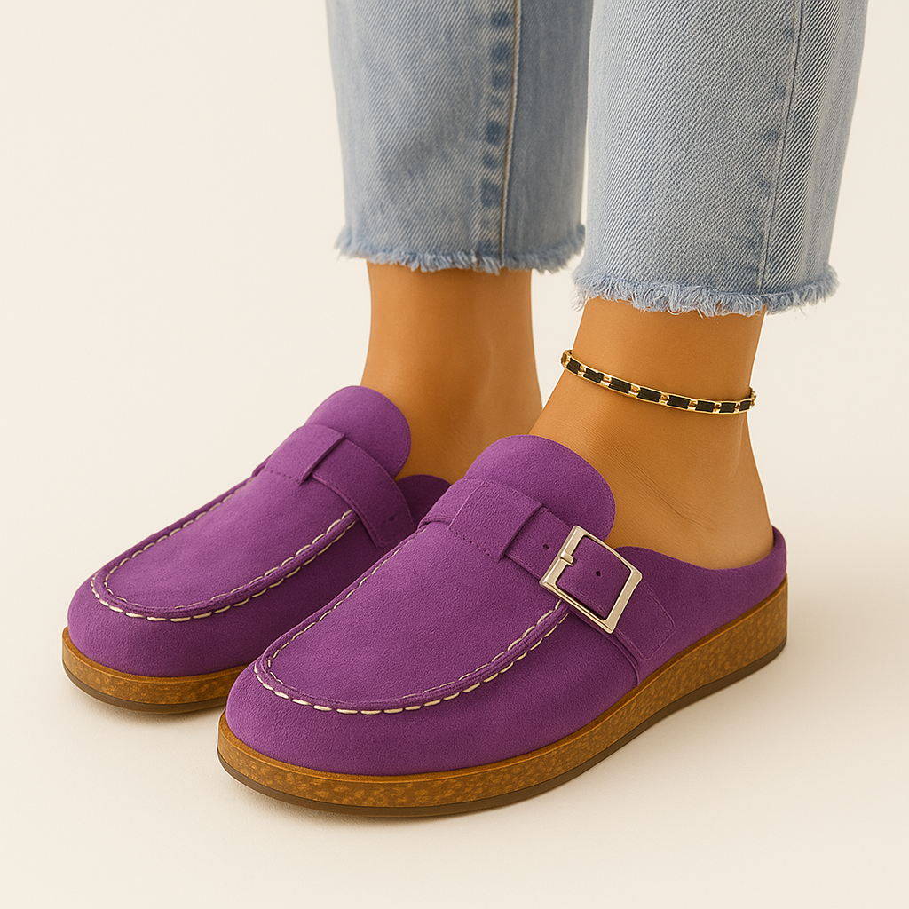 Mules - Damen Slip-On Wildleder Clogs Hausschuhe Drune