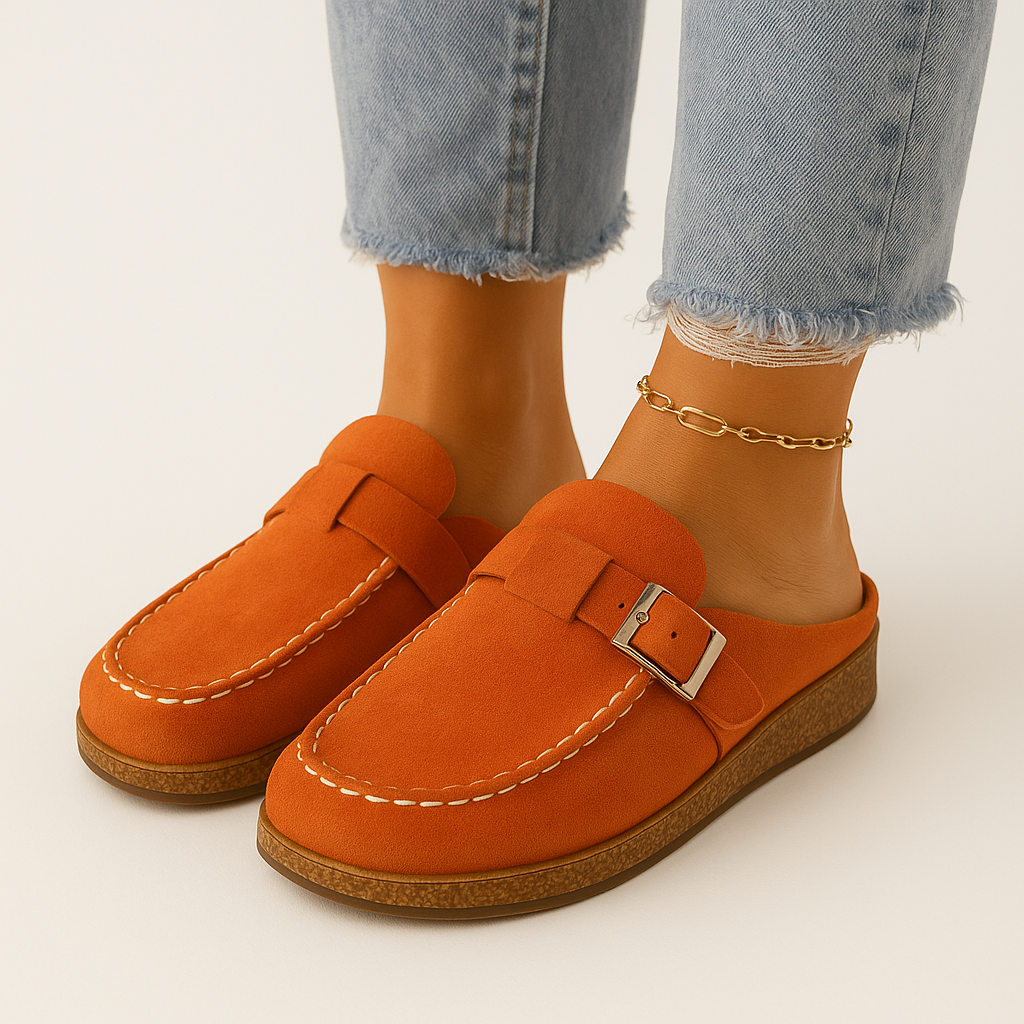 Mules - Damen Slip-On Wildleder Clogs Hausschuhe Drune