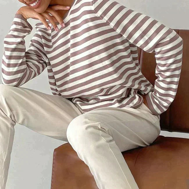 Nadia | Women's Striped Long Sleeve Sweatshirt