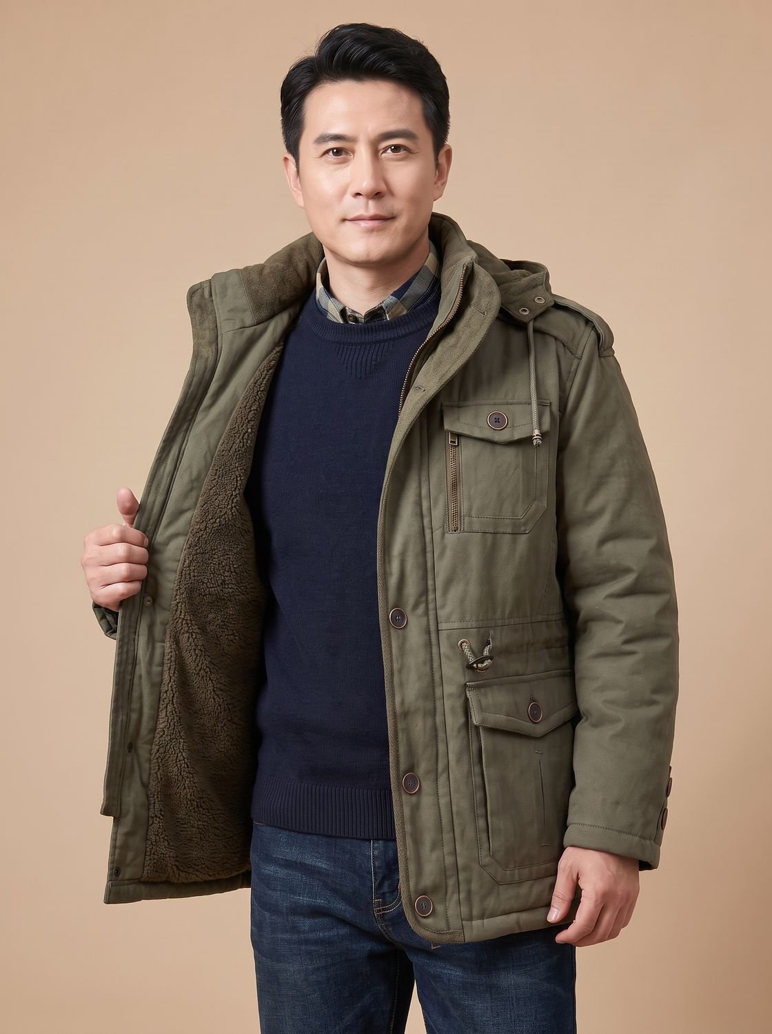 Nathan | Men's Hooded Multi-Pocket Insulated Military Parka Jacket