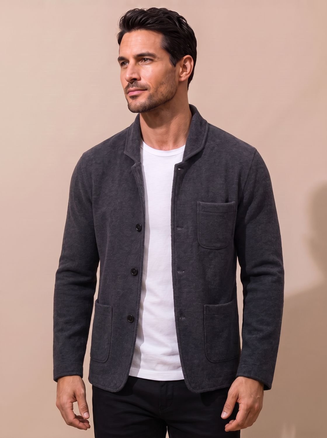 Nathan | Men's Slim-Fit Button-Front Knit Cardigan Blazer