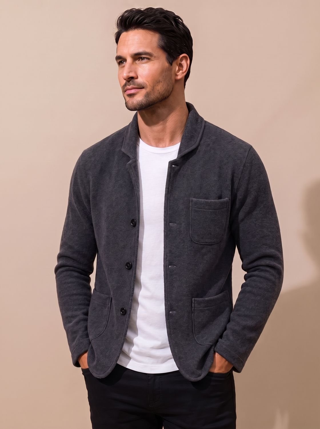 Nathan | Men's Slim-Fit Button-Front Knit Cardigan Blazer