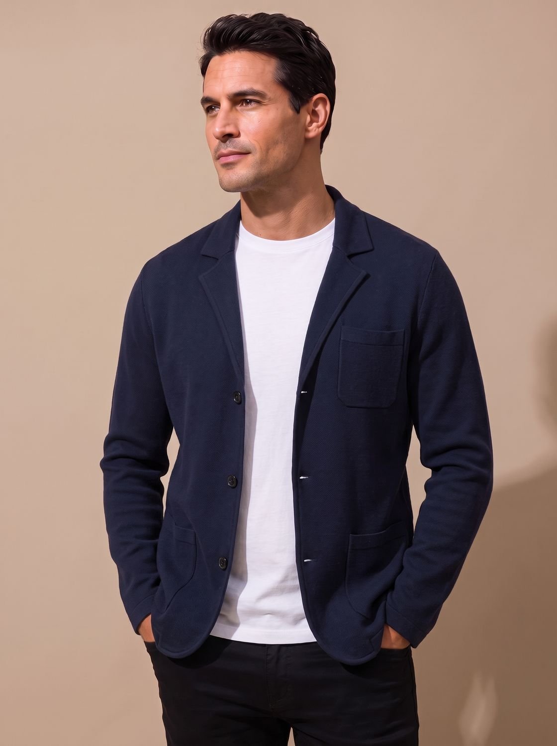 Nathan | Men's Slim-Fit Button-Front Knit Cardigan Blazer