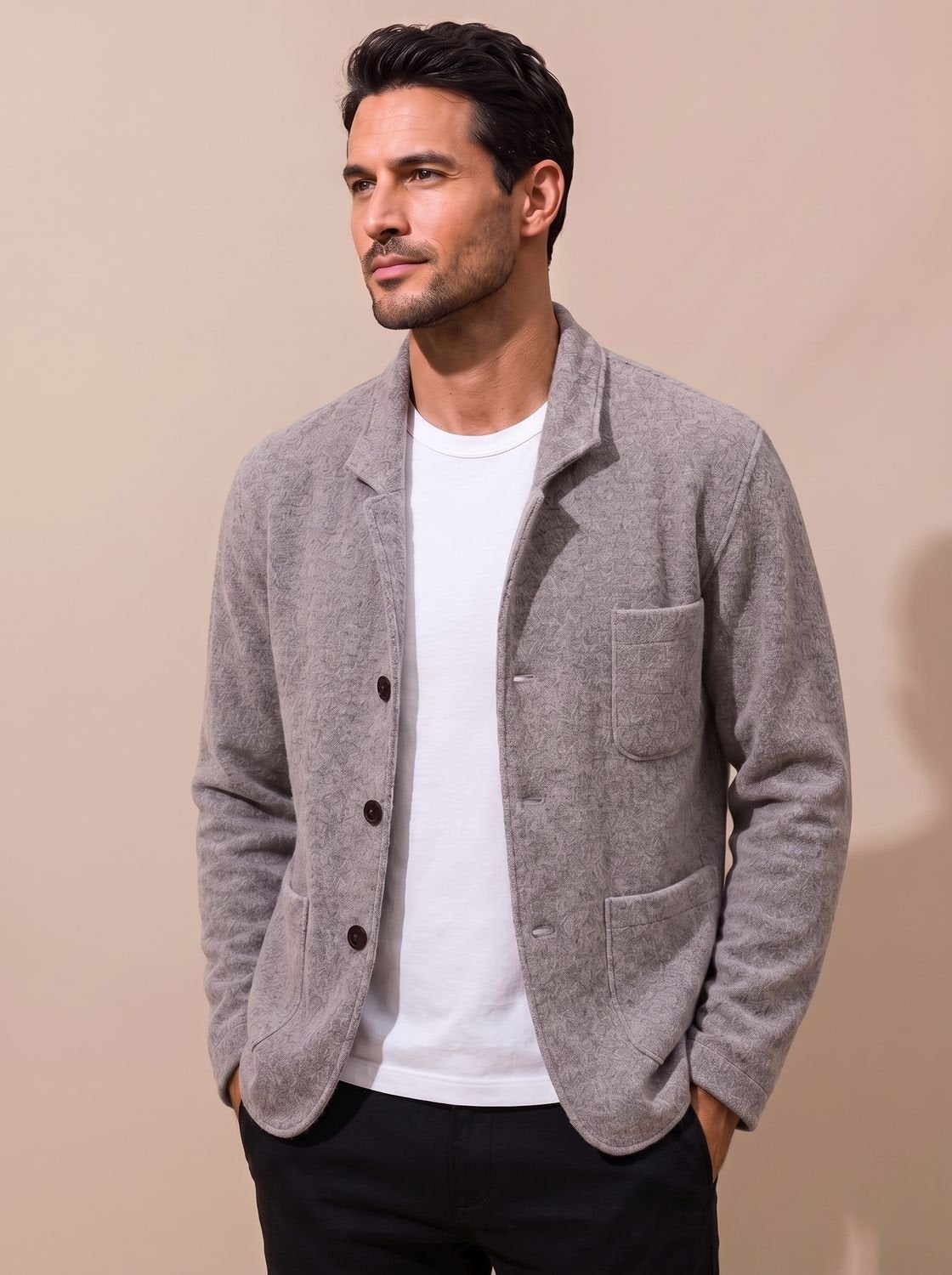 Nathan | Men's Slim-Fit Button-Front Knit Cardigan Blazer