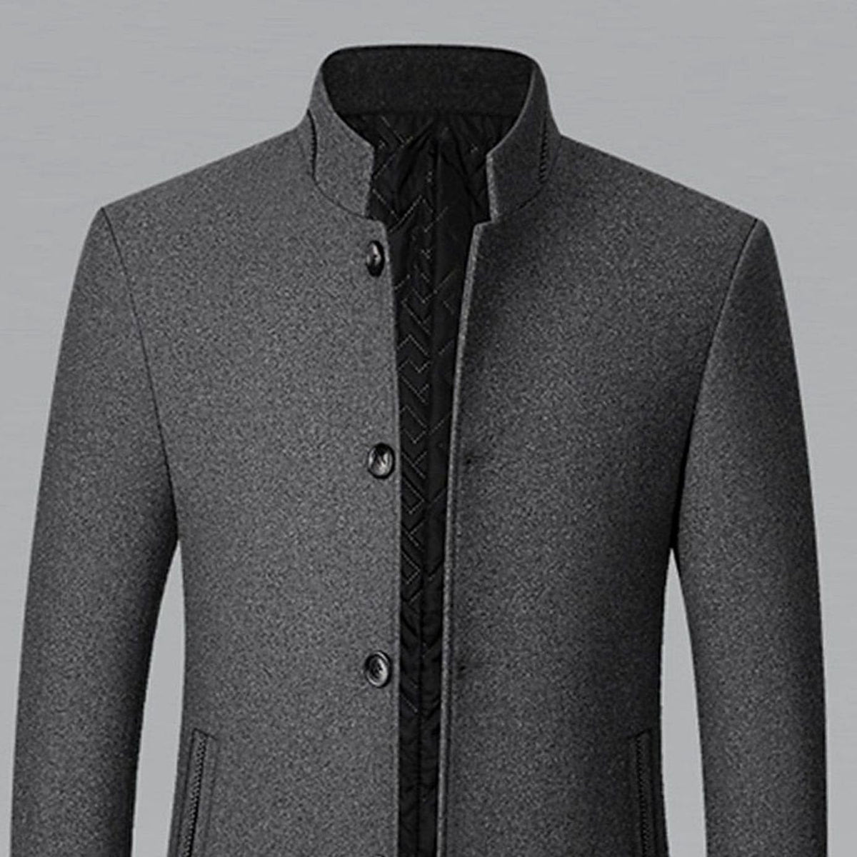 Nathan | Men's Wool Stand-Collar Tailored Overcoat