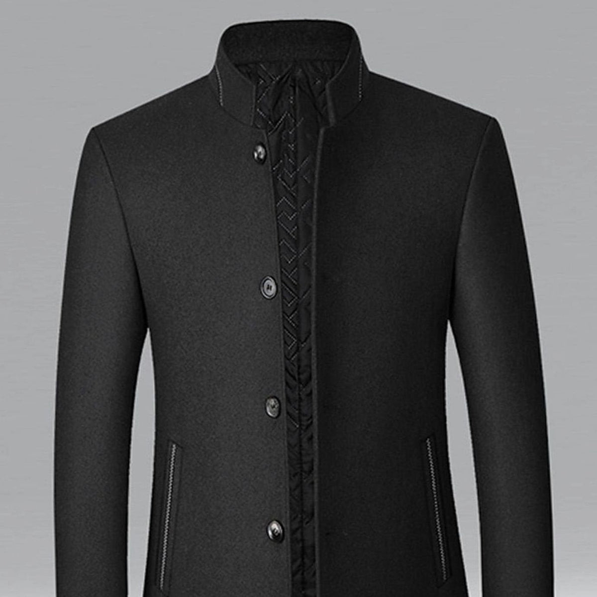 Nathan | Men's Wool Stand-Collar Tailored Overcoat
