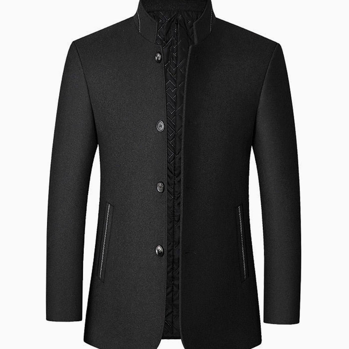 Nathan | Men's Wool Stand-Collar Tailored Overcoat