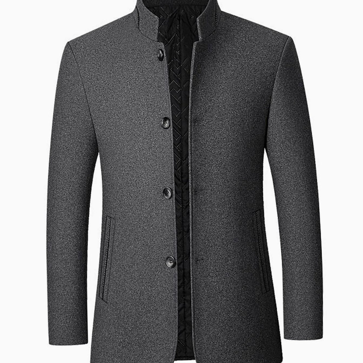 Nathan | Men's Wool Stand-Collar Tailored Overcoat